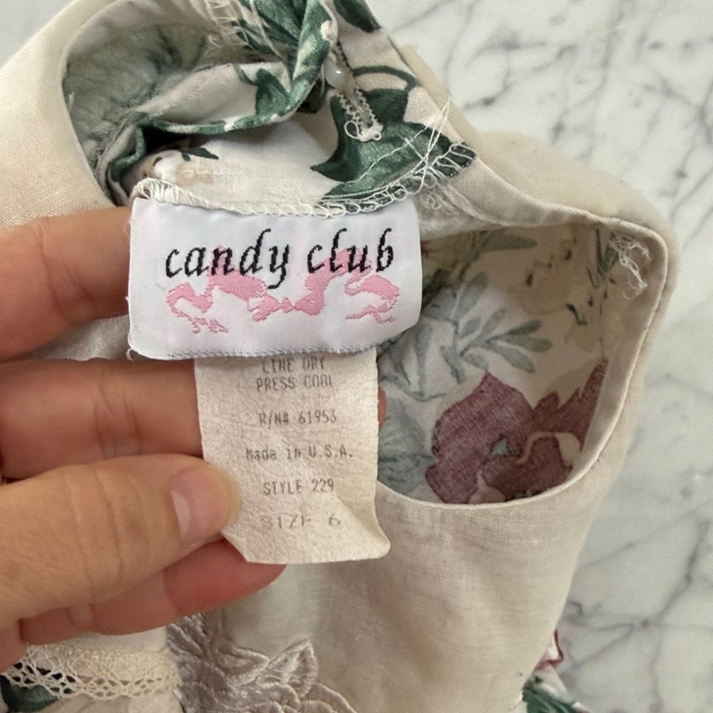 Vintage Cottagecore 90’s Girls Sz 6 Floral Kids Dress Lace Detail Candy Club - Picture 6 of 6